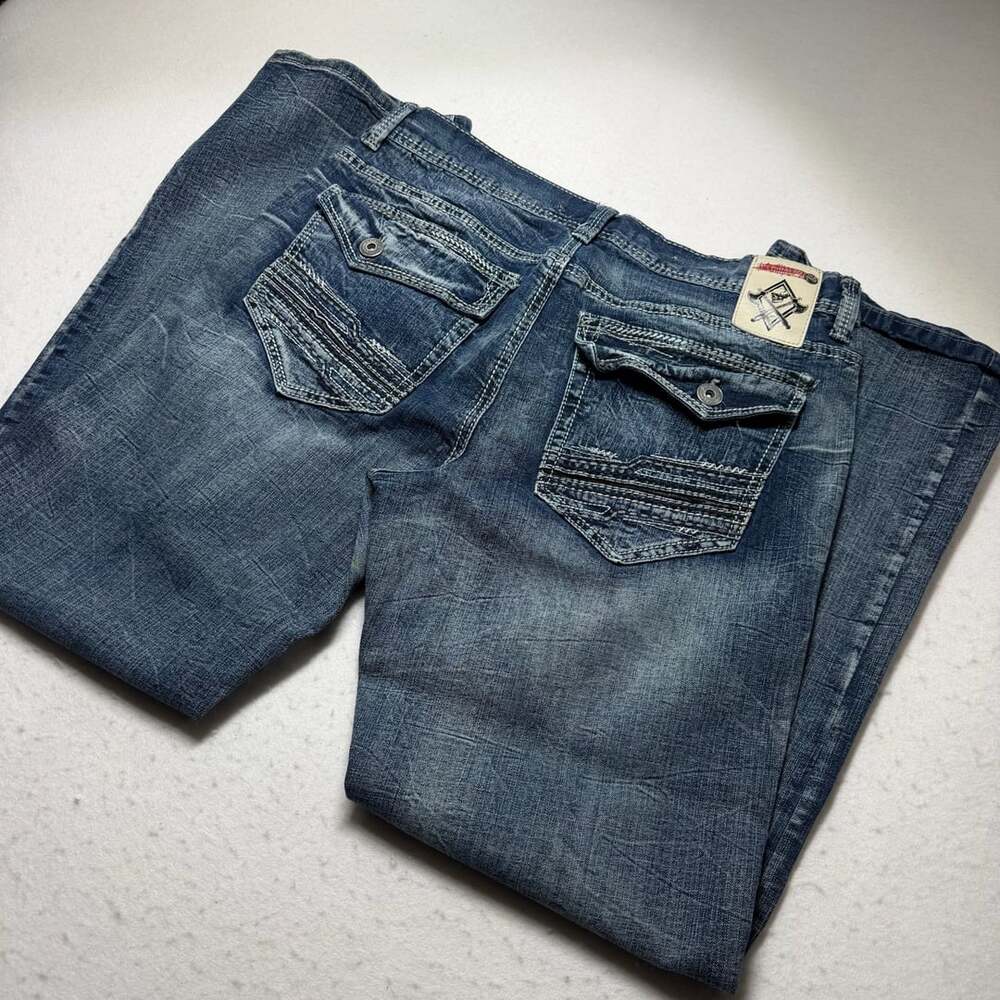 Axe & Crown Slim Boot Cut Mens Blue Denim Jeans Size 34x32